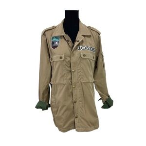 Jacks & Jokers Handmade in USA Utility Zip Up/Snap Jacket XL 4 Pockets Brown
